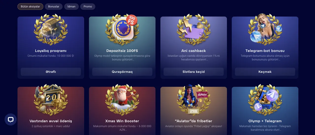 Bonuslar və kampaniyalar – Olimp Casino təklifləri